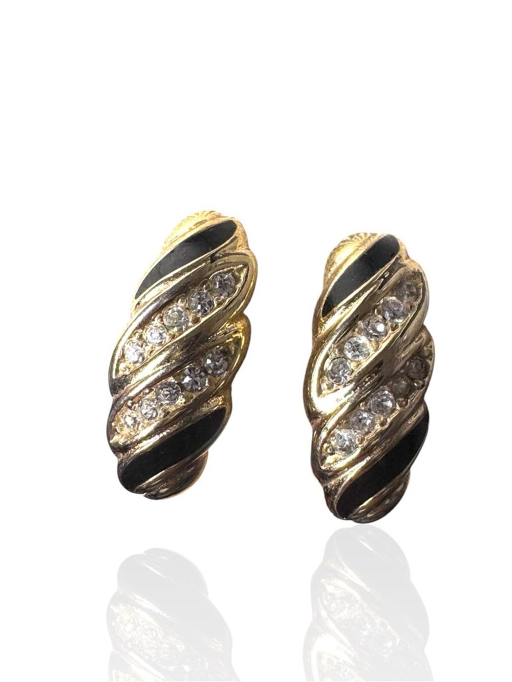 Vintage Christian Dior Enamel & Australian Crystal Clip-On Earrings German made